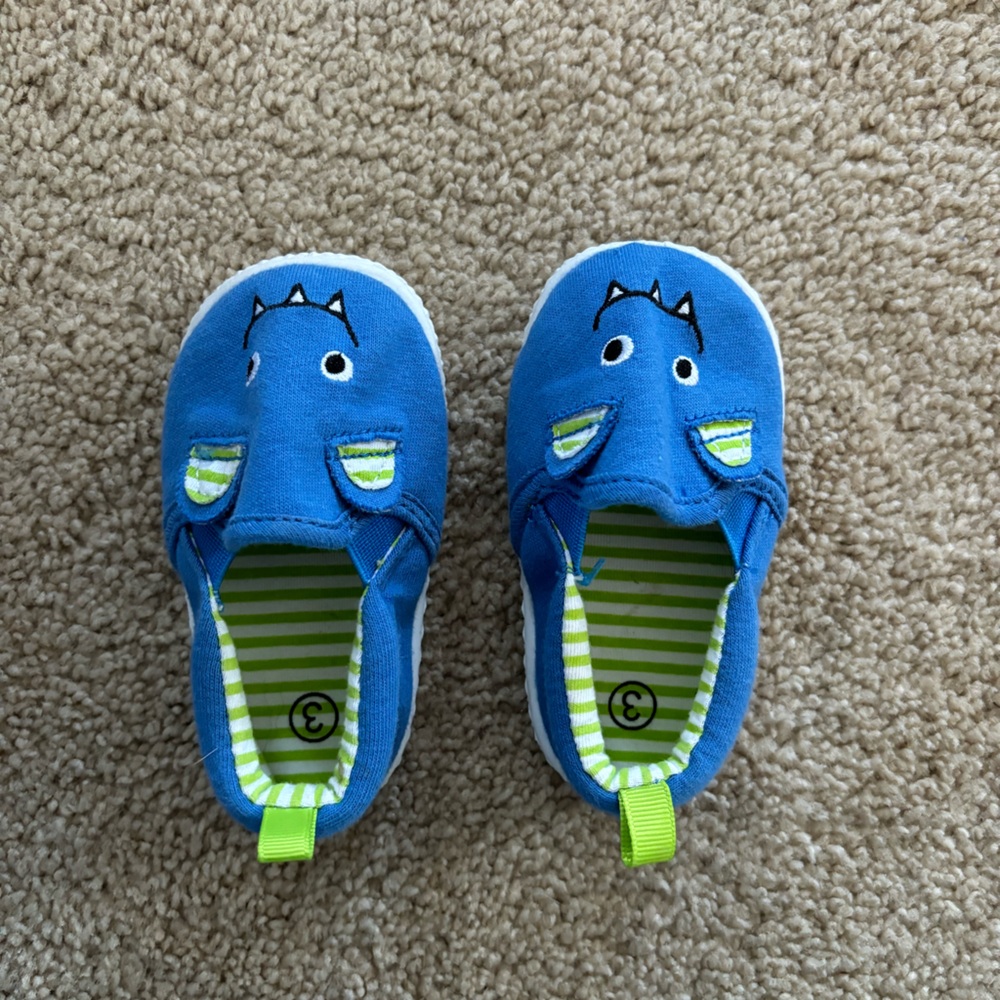 SG Footwear Infant Size 3 Blue Monster slip on shoes